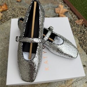 Metallic Silver Flats - Katy Perry Evie Mary Jane